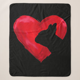 French Bulldog Heart Silhouette Valentines Day Dog Sherpa Blanket