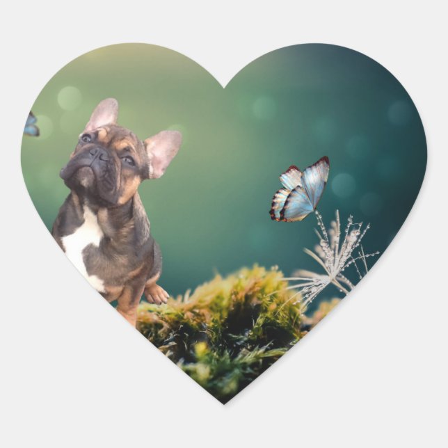 French Bulldog Heart Sticker (Front)