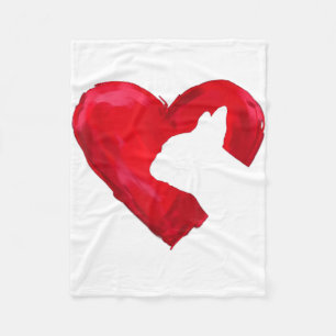 French Bulldog Heart Valentines Day Dog Lover Fleece Blanket