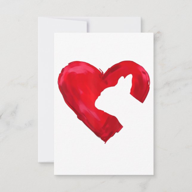 French Bulldog Heart Valentines Day Dog Lover RSVP Card (Front)