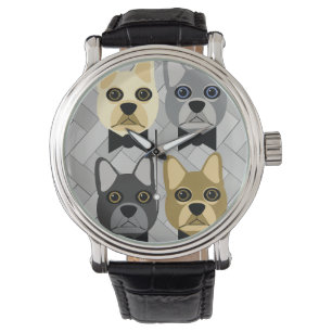 French Bulldog Herringbone Watch