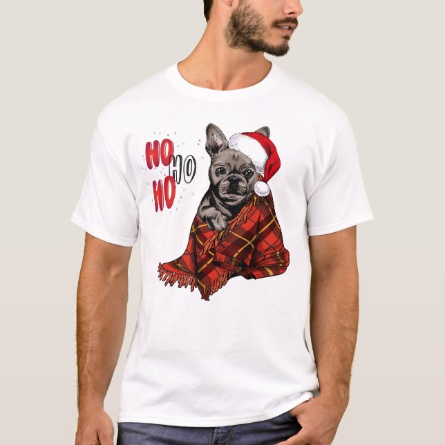 French Bulldog Ho Ho Ho T-Shirt (Front)