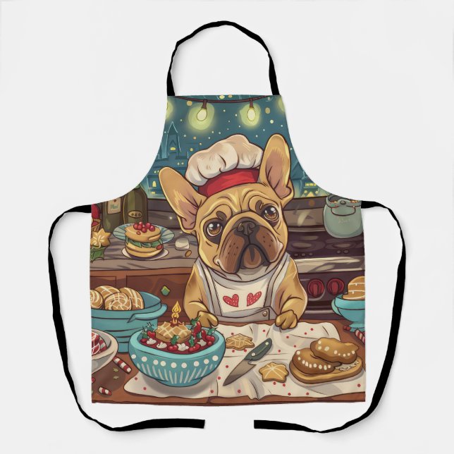 French Bulldog Holiday Baking: Festive Christmas Apron (Front)