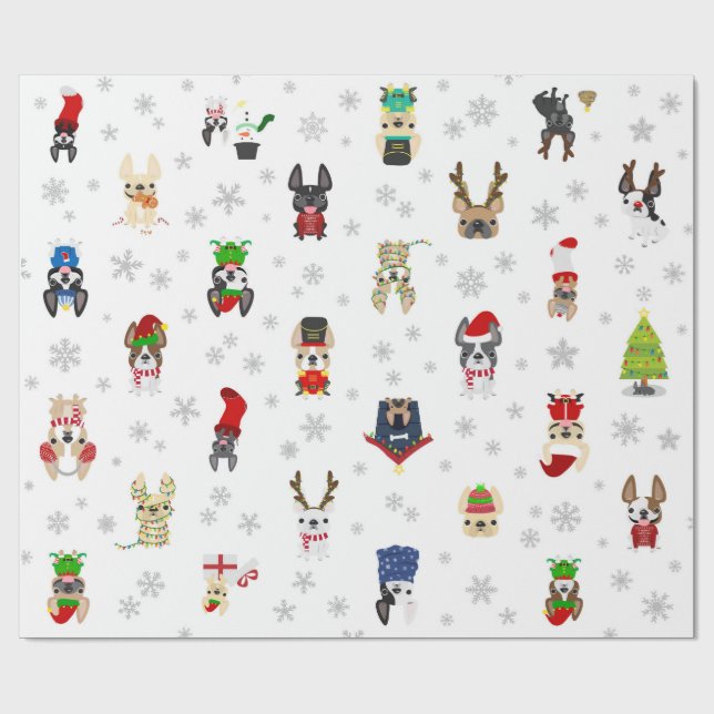 French Bulldog Holiday Christmas Wrapping Paper (Flat)