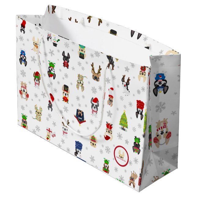 French Bulldog Holiday Gift Bag (Back Angled)