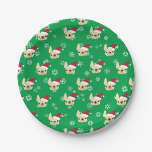 French Bulldog Holiday Paper Plates