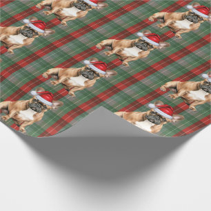French Bulldog Holiday Red Green Plaid Christmas Wrapping Paper