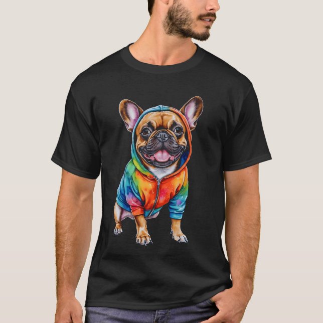French Bulldog Hoodie Frenchie Dog Funny Art Print T-Shirt (Front)