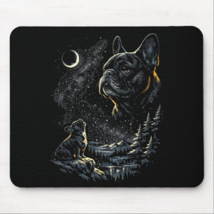 French bulldog howling at moon vintage 90s funny mouse mat