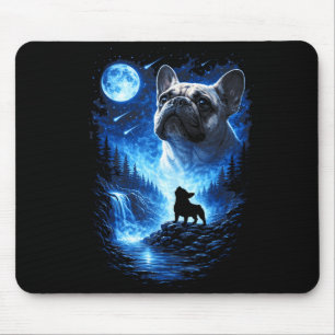 French bulldog howling at the moon starry night mouse mat