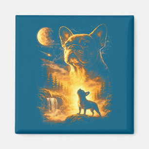 French Bulldog Howling Moon Meme Illustration Magnet