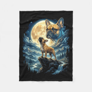 French bulldog howling to the moon animal meme 90s fleece blanket