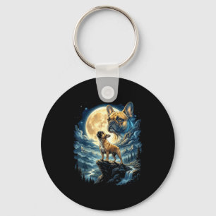 French bulldog howling to the moon animal meme 90s key ring