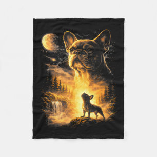 French Bulldog Howling To The Moon Meme 90s Animal Fleece Blanket