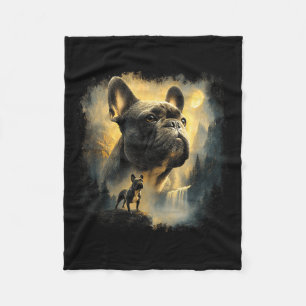 French bulldog howling to the moon meme 90s animal fleece blanket