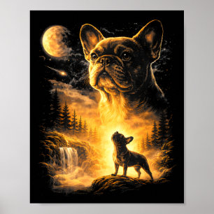 French Bulldog Howling To The Moon Meme 90s Animal Poster