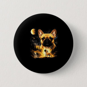 French bulldog howling to the moon vintage 90s 6 cm round badge