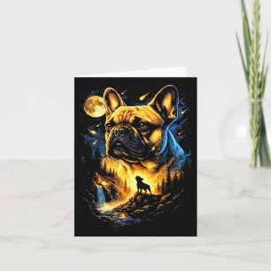 French bulldog howling to the moon vintage 90s card