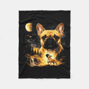 French bulldog howling to the moon vintage 90s fleece blanket