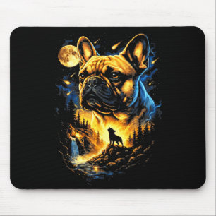 French bulldog howling to the moon vintage 90sFren Mouse Mat