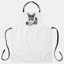 French Bulldog I Heart Mum Tattoo Apron