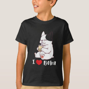 french bulldog i love boba bubble milk tea gift T-Shirt