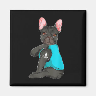 French Bulldog I Love Dad Tattoo Apparel, Dog Dad Magnet