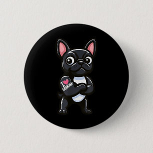 French Bulldog I Love Grandma Funny Dog Tattoo 6 Cm Round Badge