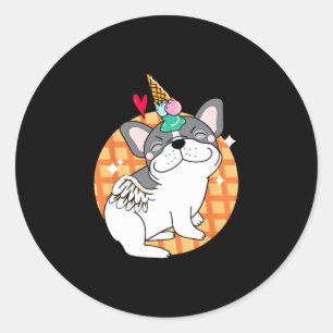 French Bulldog Ice Cream Frenchie Birthday Classic Round Sticker