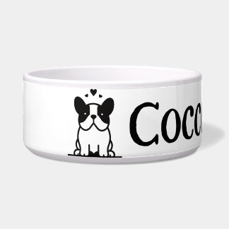 French bulldog icon with name bowl