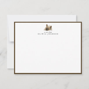 French Bulldog Illustration Brown Border Note Card