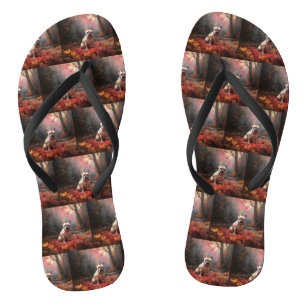 French Bulldog  in Autumn Leaves Fall Inspire  Flip Flops
