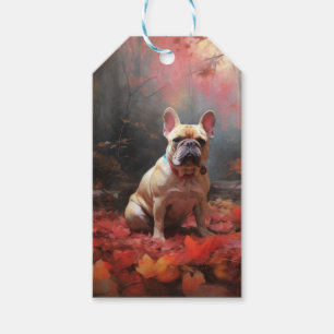 French Bulldog  in Autumn Leaves Fall Inspire  Gift Tags