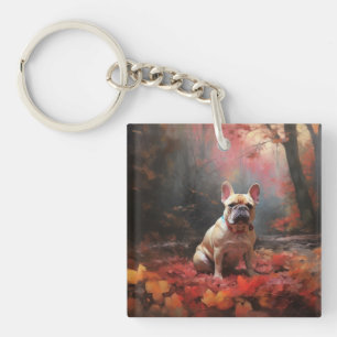 French Bulldog in Autumn Leaves Fall Inspire Key Ring