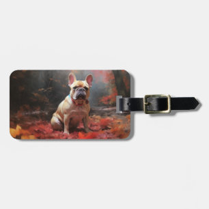 French Bulldog  in Autumn Leaves Fall Inspire  Luggage Tag
