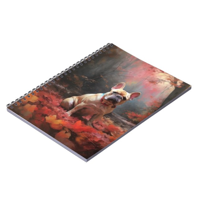 French Bulldog  in Autumn Leaves Fall Inspire  Notebook (Left Side)