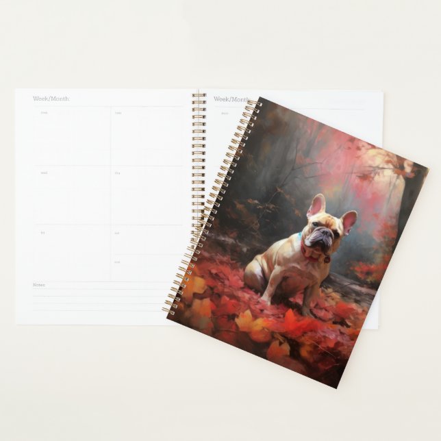 French Bulldog  in Autumn Leaves Fall Inspire  Planner (Display)