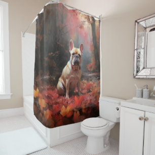 French Bulldog  in Autumn Leaves Fall Inspire  Shower Curtain