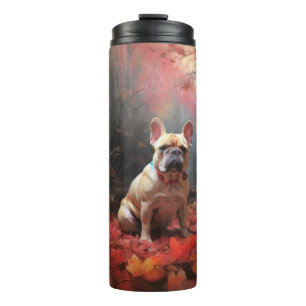 French Bulldog in Autumn Leaves Fall Inspire Thermal Tumbler