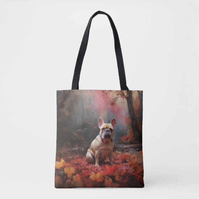 French Bulldog  in Autumn Leaves Fall Inspire  Tote Bag (Front)