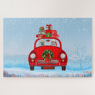 French Bulldog In Car With Santa Claus  Jigsaw Puzzle