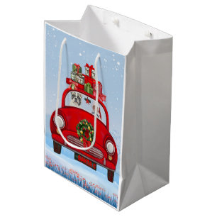 French Bulldog In Car With Santa Claus  Medium Gift Bag