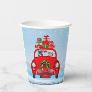 French Bulldog In Car With Santa Claus Paper Cups