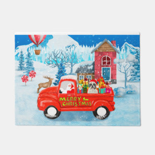 French Bulldog in Christmas Delivery Truck Snow Doormat