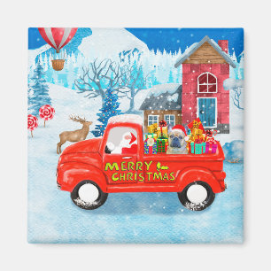 French Bulldog in Christmas Delivery Truck Snow  Magnet