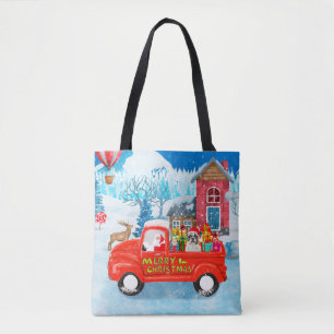 French Bulldog in Christmas Delivery Truck Snow Tote Bag