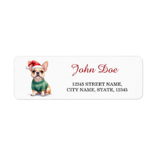 French Bulldog in Christmas Sweater Return Address