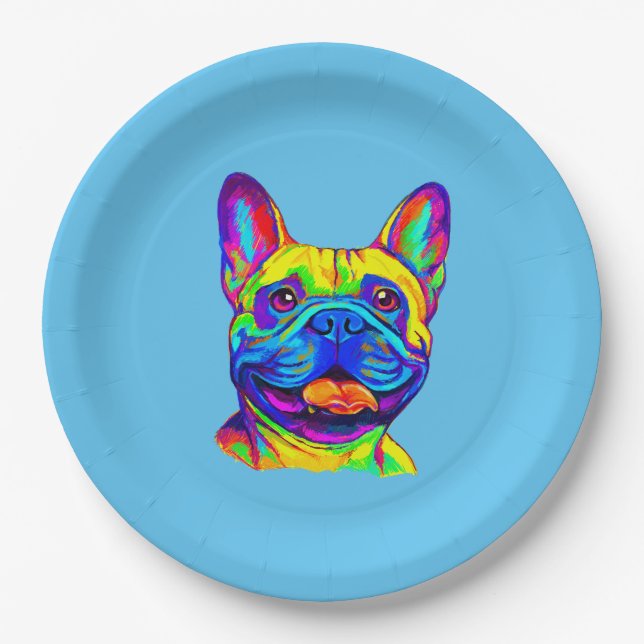 French Bulldog in Colour Paper Plate (Front)