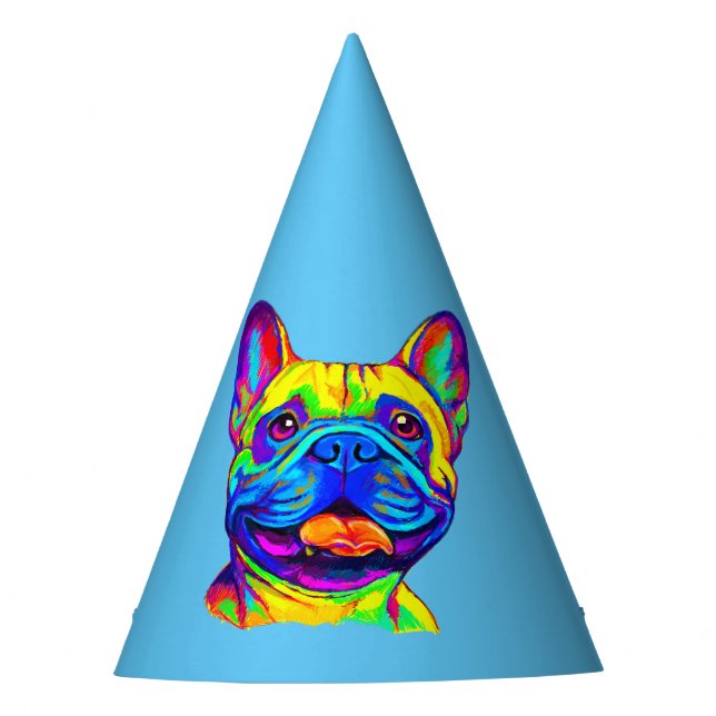 French Bulldog in Colours Birthday Party Hat (Front)