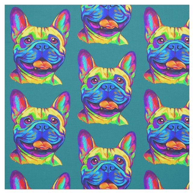 French Bulldog in Colours Fabric (Swatch)